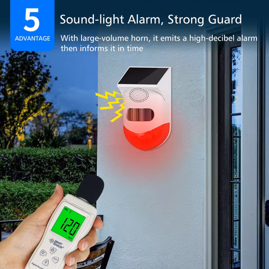 Alarme inteligente sem fio Tuya WiFi infravermelho sensor de movimento solar alarme detector
